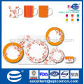 orange flower painting high quality porcelain dinnerware with coffee set and mugs